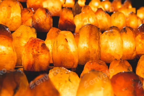 Preview: Full Frame Of Large Group Of Orange Light Salt Lamps For Sale In Shop