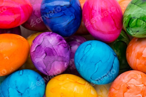 Preview: Bright, Colorful Easter Eggs In Isolated On White.
