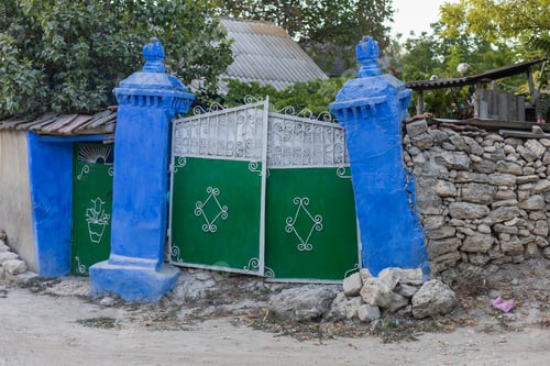 Preview: Beautiful Front Door, Wicket Or Gate. The Main Entrance From The City Street. Symbolic Background