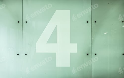 Preview: The Number Four, 4, On A Glass Wall.