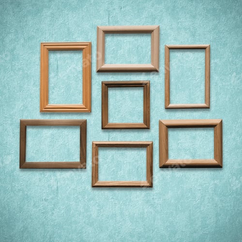 Preview: Old Wooden Frames On Old Blue Wall
