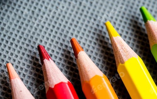 Preview: Pencil Tip Multicolored Detail Background School Equipment Writing And Drawing Instruments Aligned