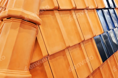 Preview: Detail Of Roof Tiles On Exhibition Stand At Construction Fair