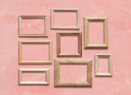 Preview: Old Wooden Frames On Pink Wall