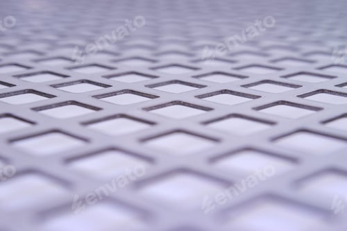 Preview: Perforated Stainless Metal Sheet On White Background.