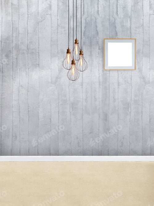 Preview: Minimalist room interior with decorative lighting fixture