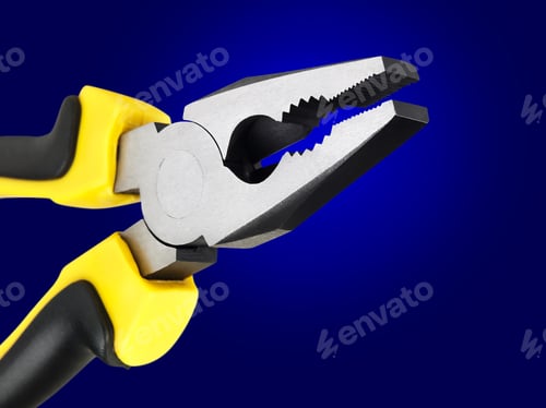 Preview: Flat-Nose Pliers Over The Blue Background