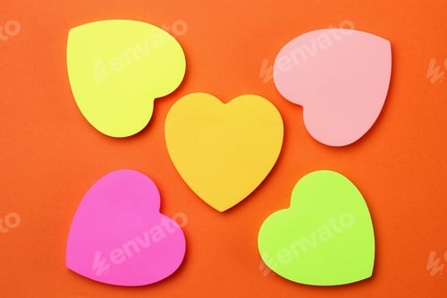Preview: Many Blank Heart Shaped Stickers With Space For Text. The Main Symbol Of Love. Background