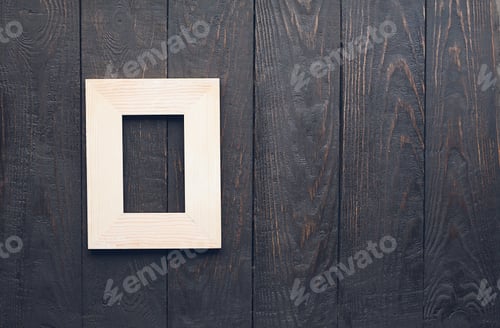 Preview: Wooden Photo Frame On Old Wooden Wall