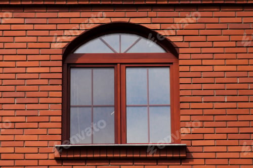 Vorschau: Ein Fenster in einer neuen Backsteinmauer, Glas