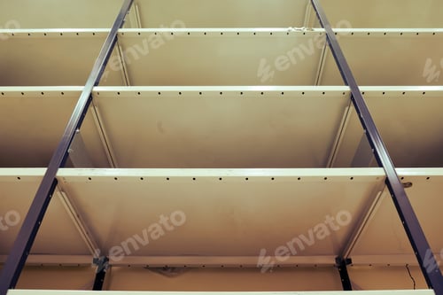 Preview: Empty Racks Without Cargo On Metal Shelves, Warehouse