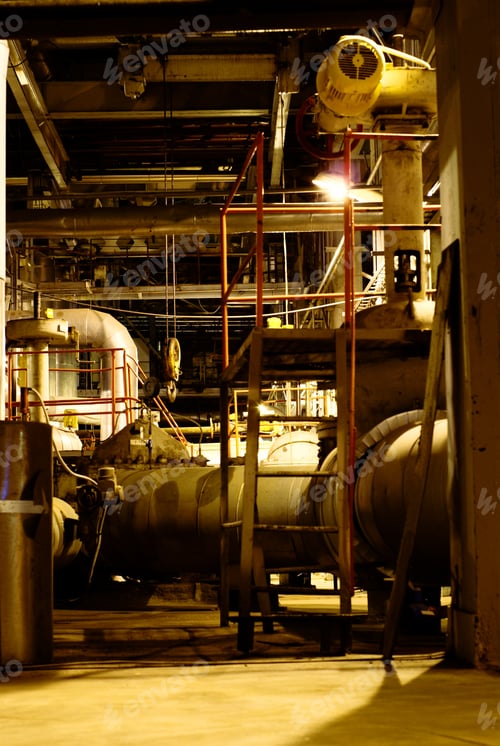 Preview: Pipes, Tubes, Machinery And Steam Turbine At A Power Plant