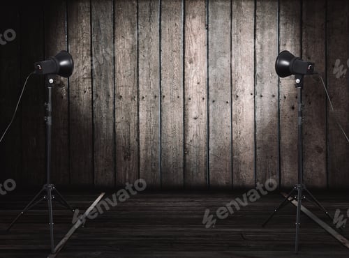 Preview: Photo Studio In Old Room With Wooden Wall