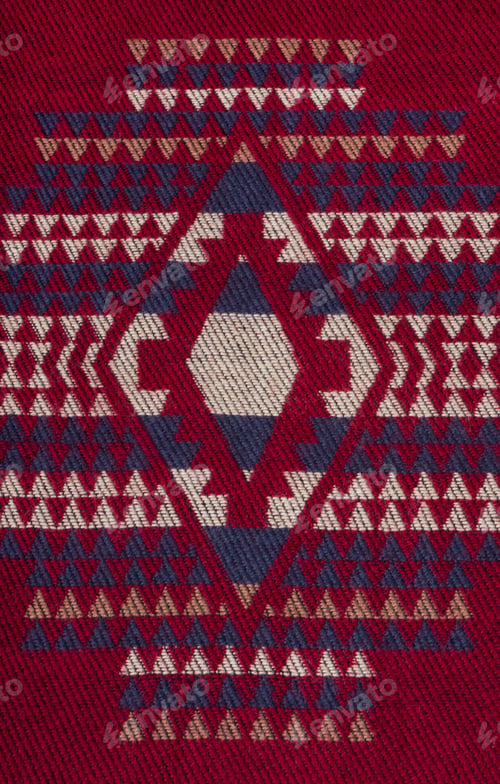 Preview: Red Natural Wool Texture With A Pattern For The Background. Selective Focus
