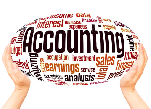 Preview: Accounting Word Cloud Hand Sphere Concept On White Background.
