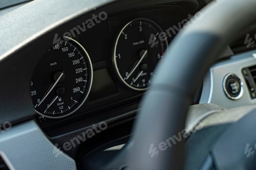Preview: Detail Of Odometer And Hands Of Luxury Car