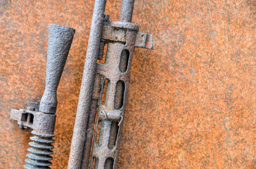 Preview: Old Weathered Military Weapons On Rusty Metallic Background. World War Ii Echo.