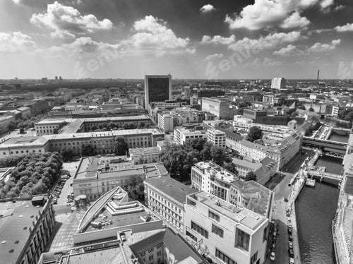 Preview: Aerial View Of Berlin Skyline Along Spree River, Germany.
