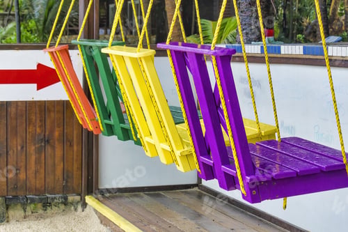 Preview: Colorful Swings On A Tropical Beach.