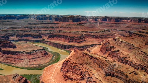 Preview: Dead Horse Point Aerial View, Utah. Colorado River Across Mountains.