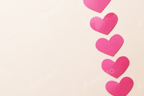 Preview: Decorative Hearts Close-Up On A Colored Background. Valentine'S Day Decor Concept. February 14