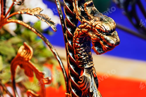 Preview: Details, Structure And Ornaments Of Wrought Iron Fence With Gate