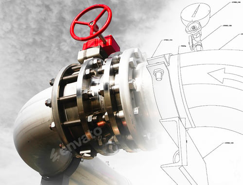 Preview: Sketch Of Piping Design Mixed With Industrial Equipment Photo