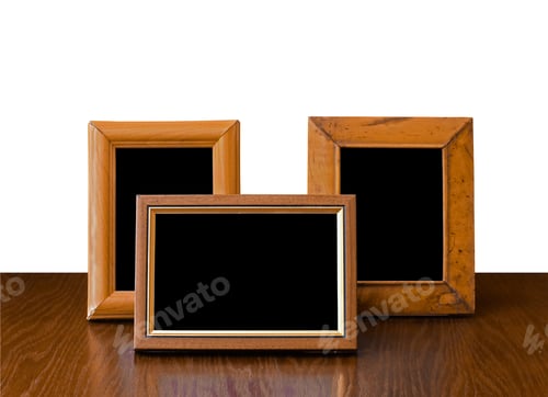 Preview: Photo Frame On Table, White Backgroud, Isolated With Clipping Path.