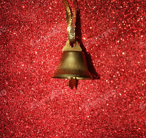 Preview: Decorative Bell On Red Glitter Background