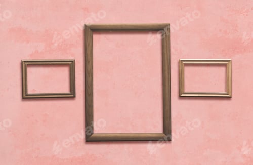 Preview: Old Wooden Frames On Pink Wall