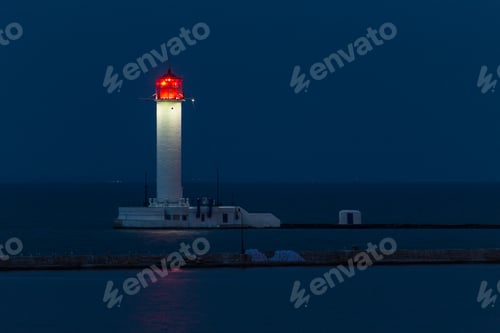 Preview: Lighthouse In The Sea After Sunset, Background