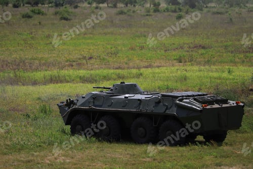 Preview: Armored Personnel Carrier Infantry Fighting Vehicle. Military Background With Copyspace.