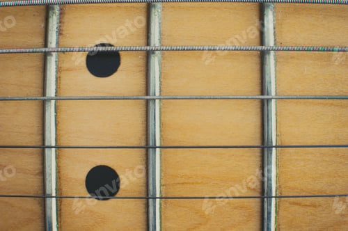 Preview: Electric Guitar Neck And Couple Of Marker Points Detail View From The Top