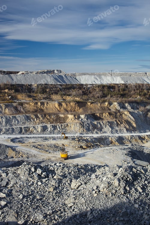 Preview: Section Of The Stone Relief Of The Quarry For The Extraction Of Limestone And Standing In It Mining