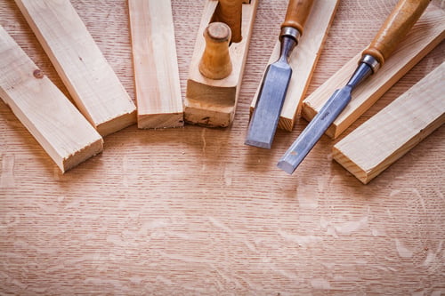 Preview: Wooden Planks Chisels Woodworkers Plane Construction Concept