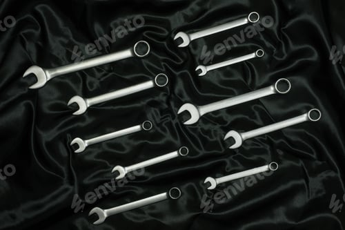 Preview: Set Of Wrenches On A Black Background