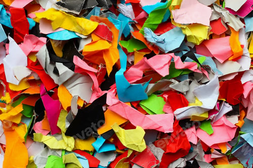 Preview: Torn Small Pieces Of Multi-Colored Paper, Bright Colorful Background