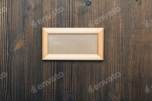 Preview: Wooden Photo Frame On Old Wooden Wall