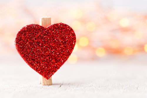 Preview: Red Heart In Bokeh Lights Background.