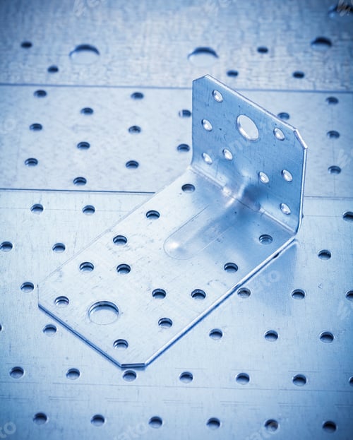 Preview: Stainless Angle Bar On Perforated Metallic Sheet Construction Concept.