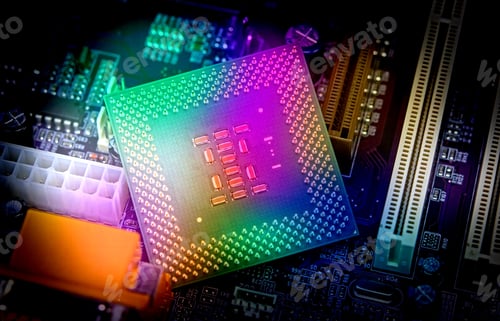 Preview: Macro View Of Cpu Pins And Circuit Mother Board