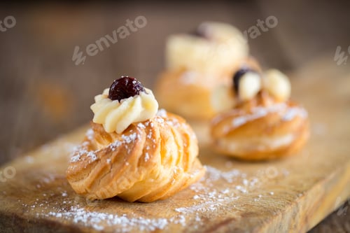 Preview: Delicious Home Made Zeppole Pastries Typical From South Of Italy, Puglia, Region