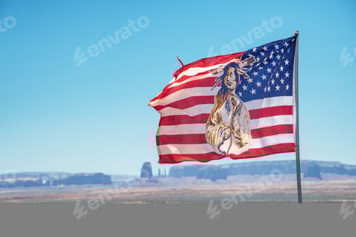 Preview: Indian American Flag In Monument Valley, Usa.
