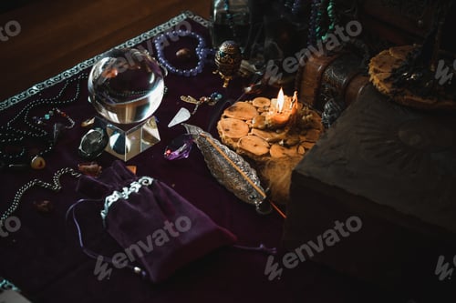 Preview: Magic Illustration, Mystical Atmosphere, Stuff On The Table, Esoteric Concept, Fortune Telling And