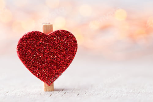 Preview: Red Heart In Bokeh Lights Background.