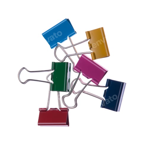 Preview: Colorful Binder Clips Isolated On White Background
