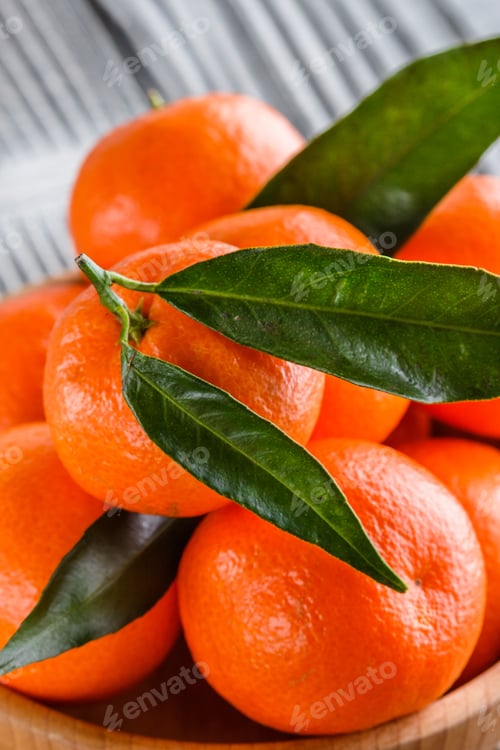 Preview: Juicy Mandarin On A Gray Wooden Rustic Background