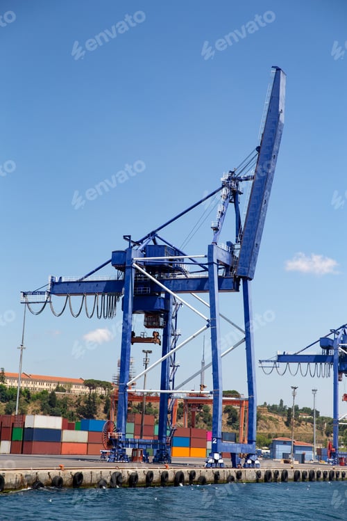 Preview: Blue Port Crane In A Sea Port