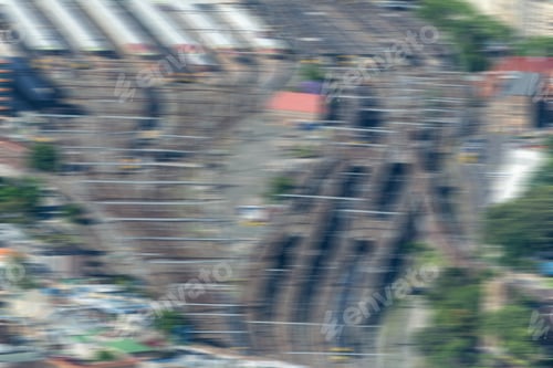 Preview: Blurred Image Of Train Station, Aerial View.