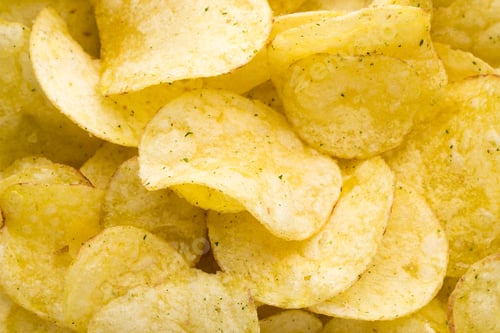 Preview: Potato Chips On Top View Background.